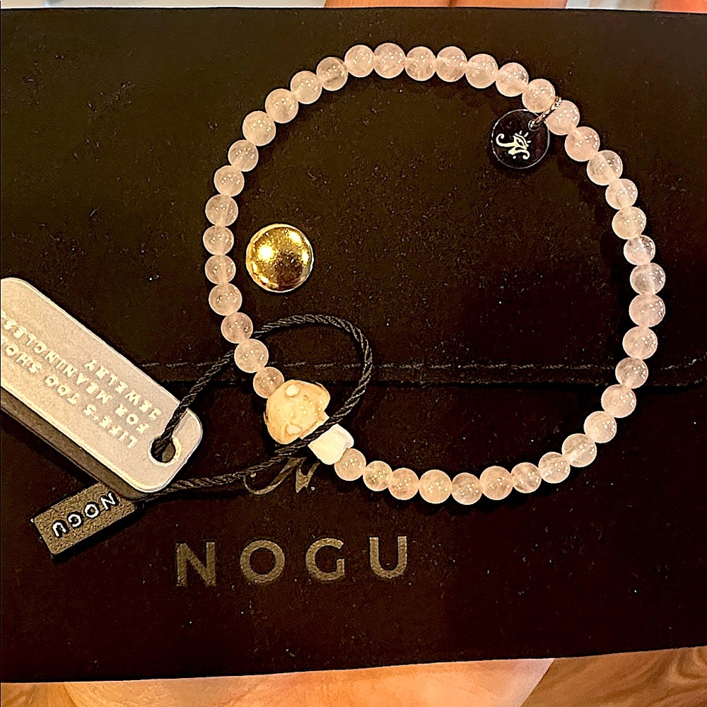 NOGU Pink Gemstone Mushroom Stretch Bracelet